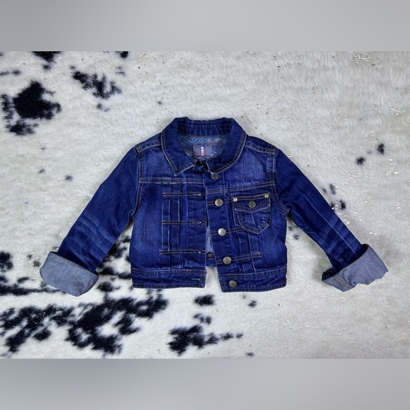 Jeans By Buffalo Girl’s Dark Wash Long Sleeve Button Up Denim Jacket Size 7 - Picture 1 of 5